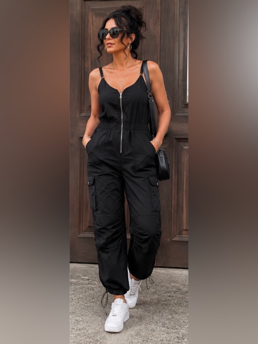 Universal Thread Black Utility Cargo Jumpsuit Adjustable Straps Medium